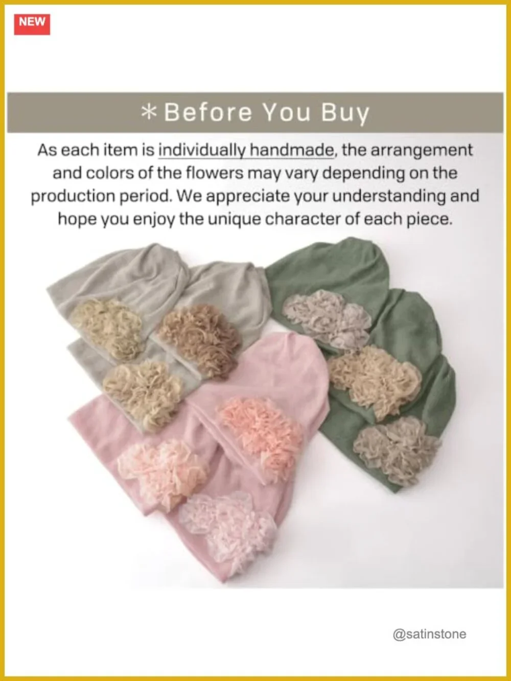 3-Way Beanie Hat Neck Gaiter Hairband Floral Petal Turban Chemo Cap